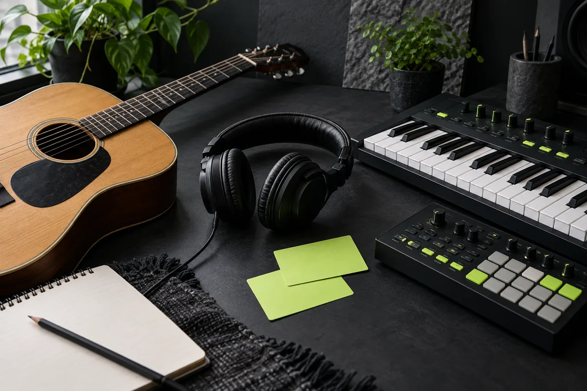 Acoustic and electronic arrangement materials set side by side for comparison.